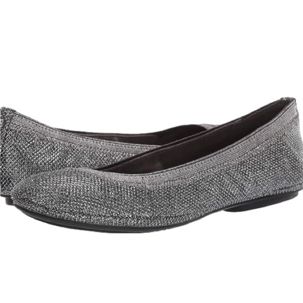 Yuu Ballet flats slip on shimmery silver platinum size 6.5 casual shoes